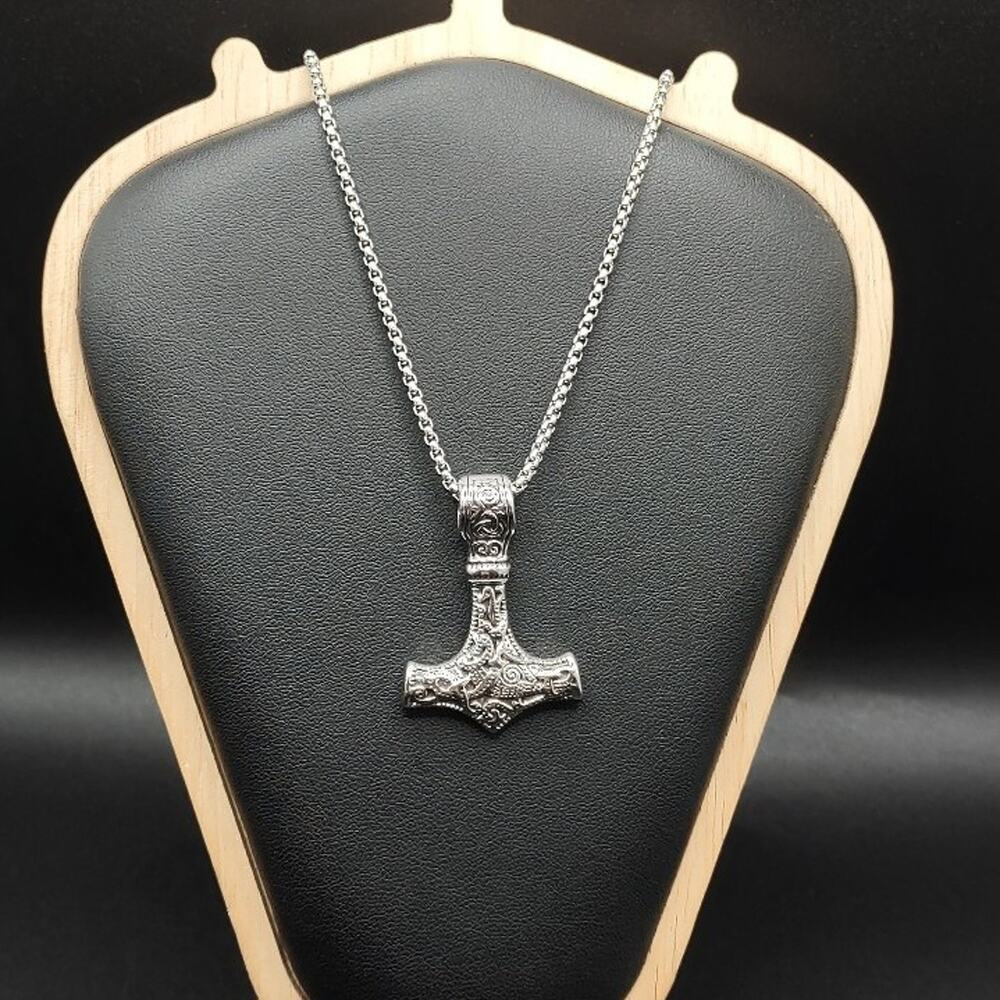 Stainless Steel Thors Hammer Necklace Viking Norse Mythology Birthday Gift NEW!
